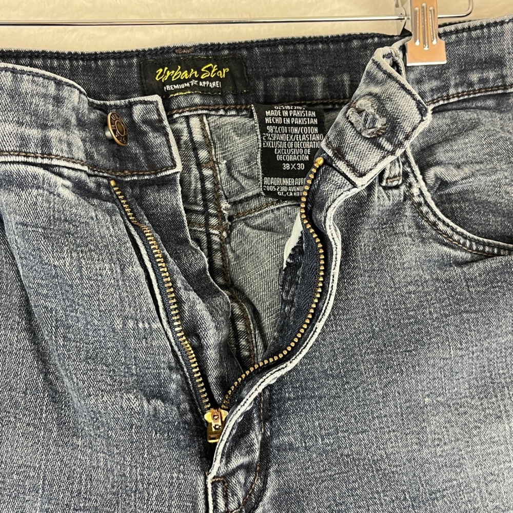 Urban Star Jeans Men 38x30 Blue Premium Apparel Straight Leg Stretch Denim - Picture 5 of 14